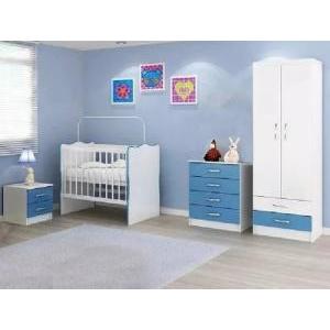Combo Infantil AZUL Cuna+Ropero+Comoda+Mesa de luz EVIDENCIA
