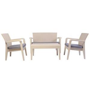 Juego Patio living 2L+1L+1L Alaska Lounge Crema Rainbow