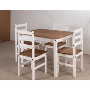 Juego Comedor 4S Madera Mexicano Gromoveis Blanco
