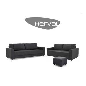 Juego de Living 3+2 HERVAL 4203 color D2391 D Negro